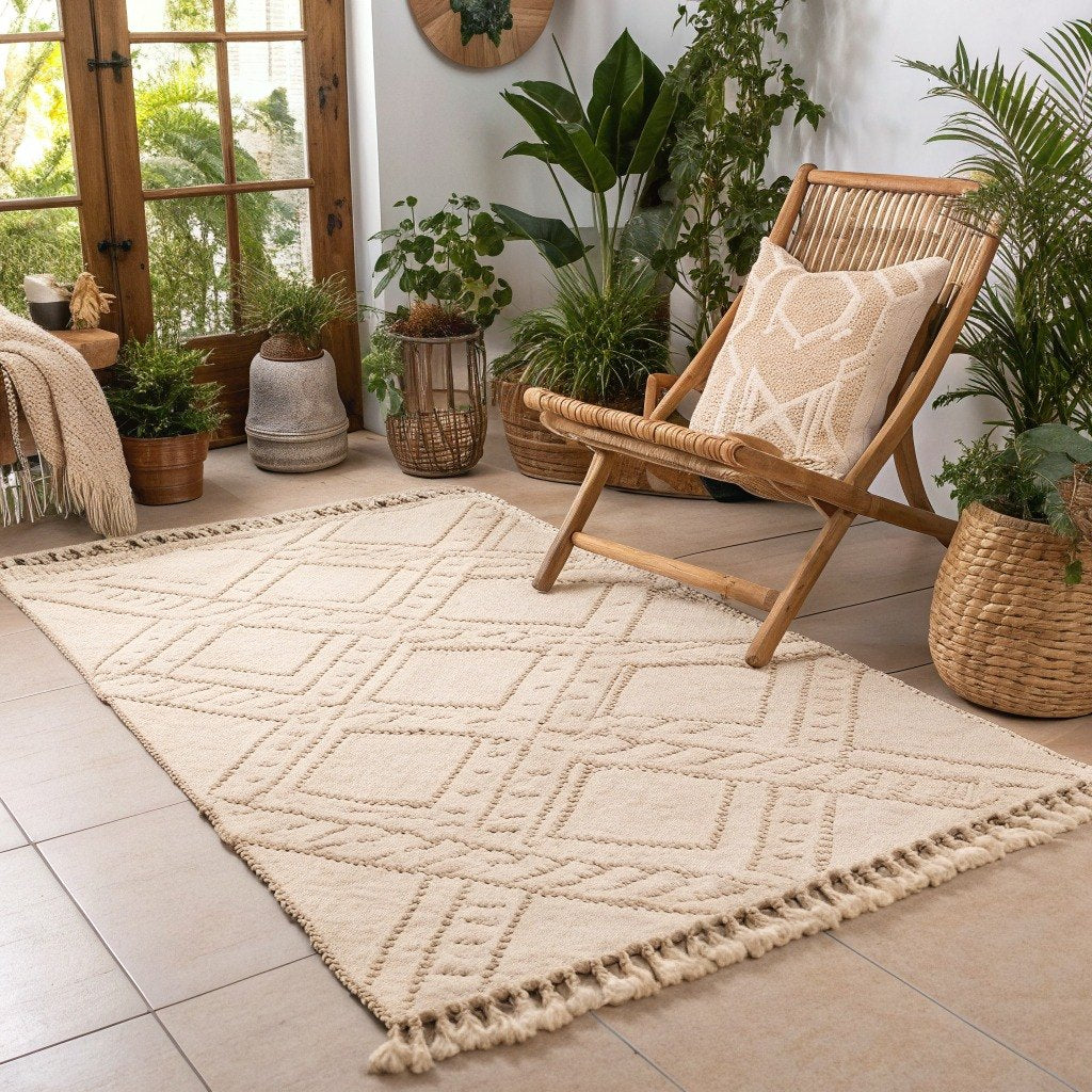 Boho Woven Rug, Diamond Motif – Vivotee