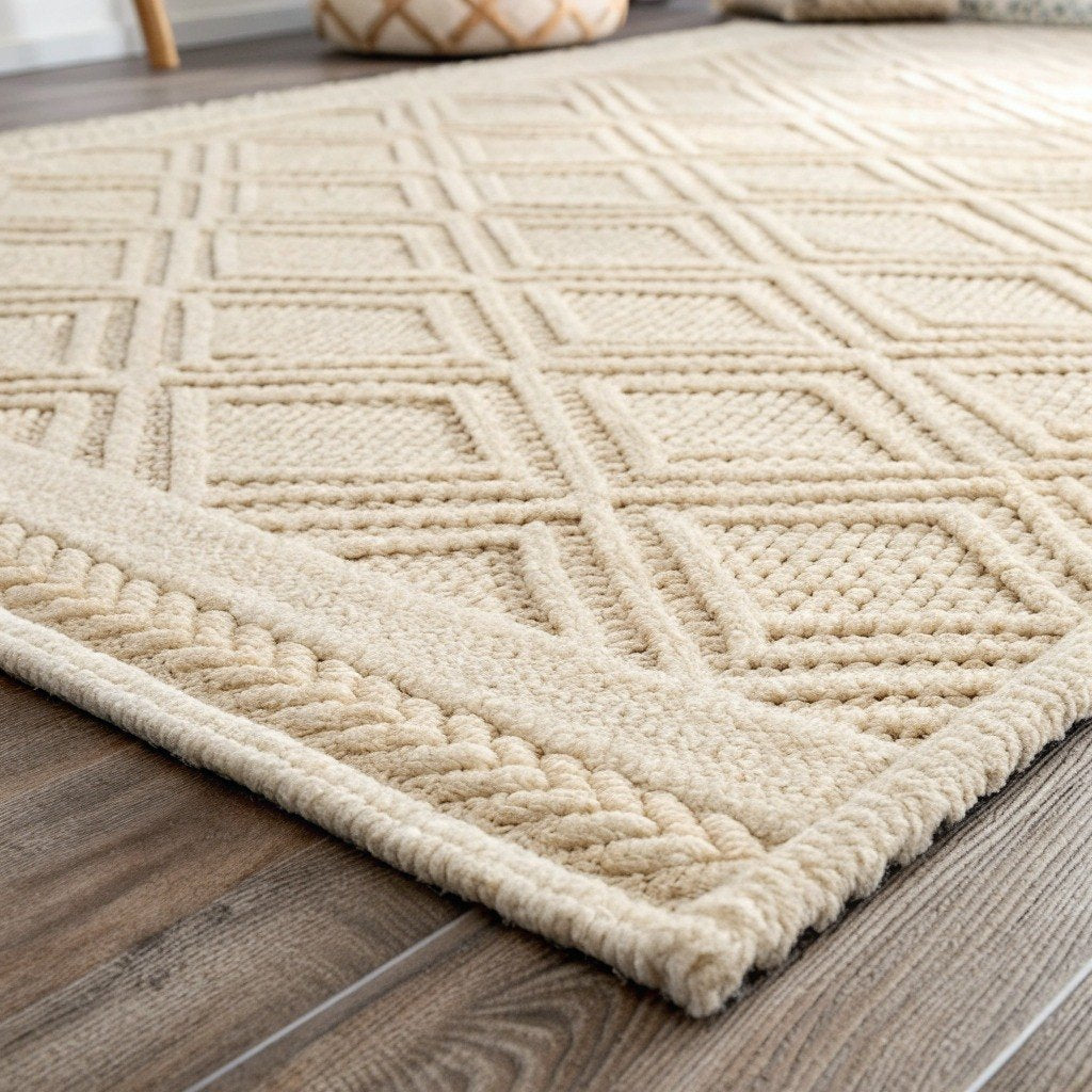 Boho Woven Rug, Diamond Motif – Vivotee