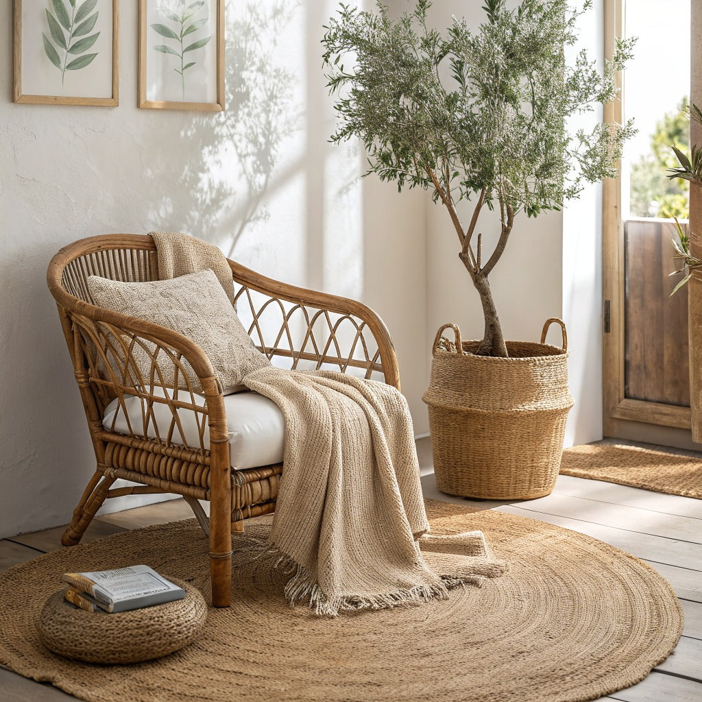 Jute rug reading corner – Vivotee