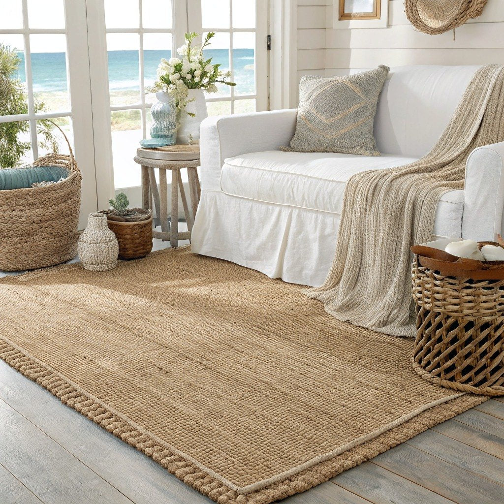 Natural Jute Rug, Minimalist Weave – Vivotee