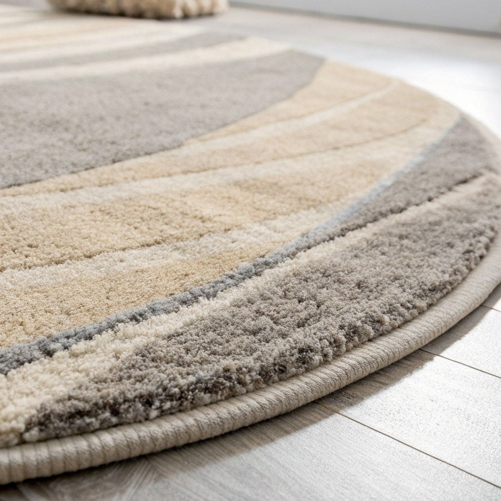 Round Abstract Rug, Sand & Grey – Vivotee