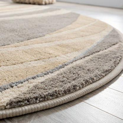 Round Abstract Rug, Sand & Grey – Vivotee