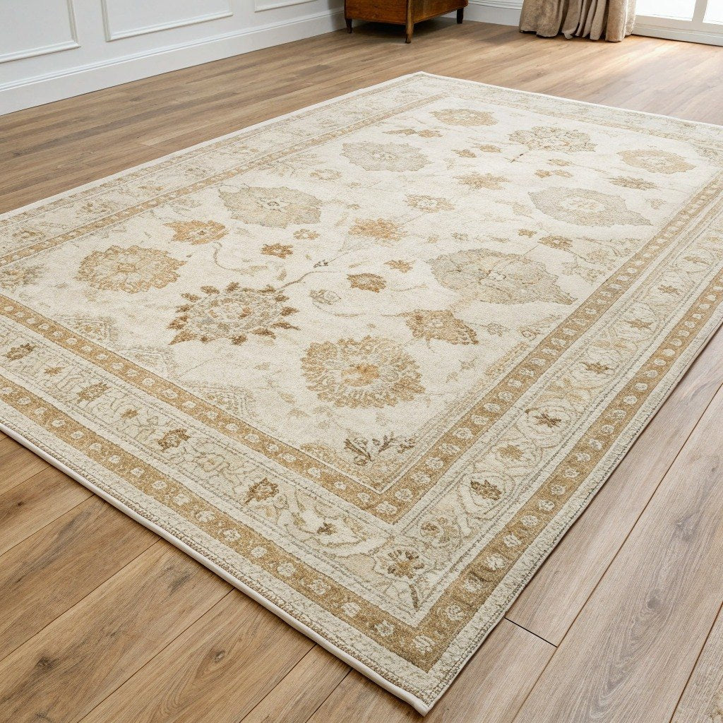 Rustic Persian-Style Rug, Milk & Sand – Vivotee