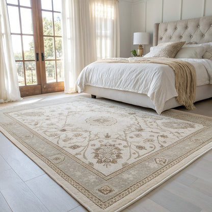 Rustic Persian-Style Rug, Milk & Sand – Vivotee