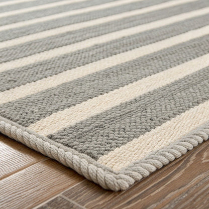 Striped Kitchen Runner, Grey & Ivory – Vivotee