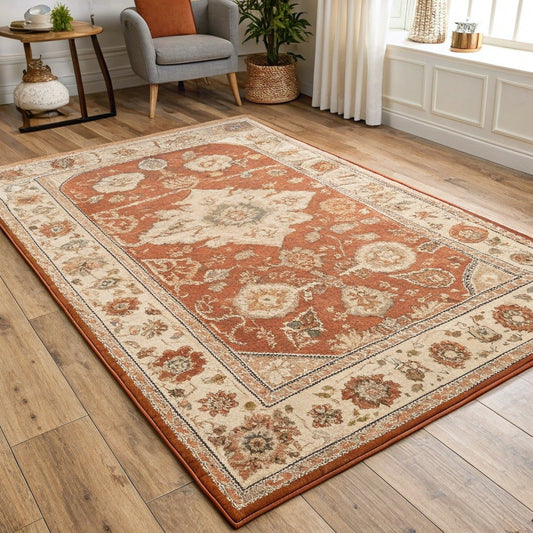 Timeless Persian-Style Rug, Terracotta Tones – Vivotee