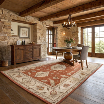 Timeless Persian-Style Rug, Terracotta Tones – Vivotee