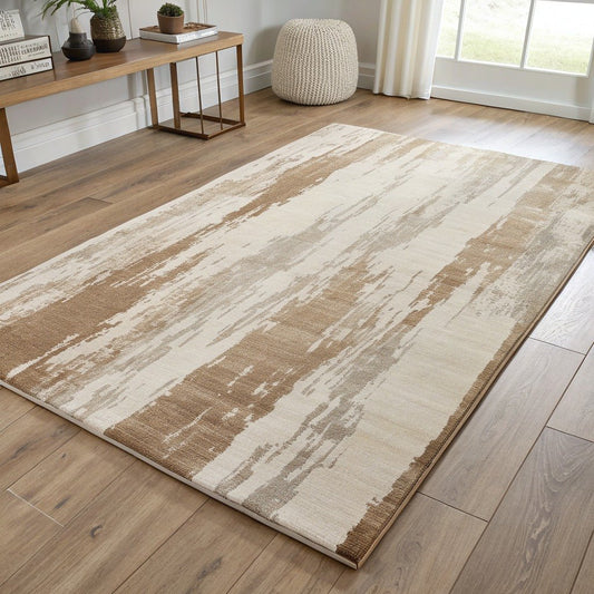 Washable Abstract Rug, Soft Neutrals – Vivotee