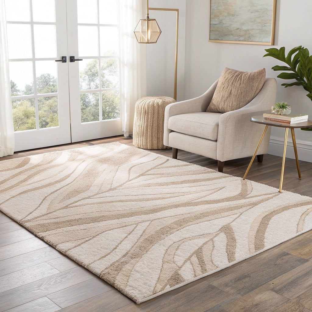 Washable Abstract Rug, Soft Neutrals – Vivotee