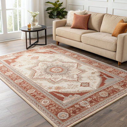 Washable Vintage Persian-Style Rug, Terracotta – Vivotee