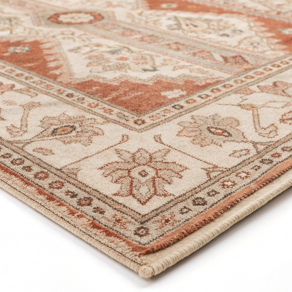 Washable Vintage Persian-Style Rug, Terracotta – Vivotee