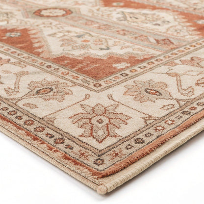 Washable Vintage Persian-Style Rug, Terracotta – Vivotee