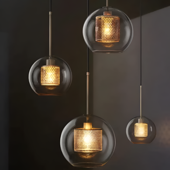 Honeycomb Glass Pendant Light, Vintage Loft in a styled room setting - Vivotee
