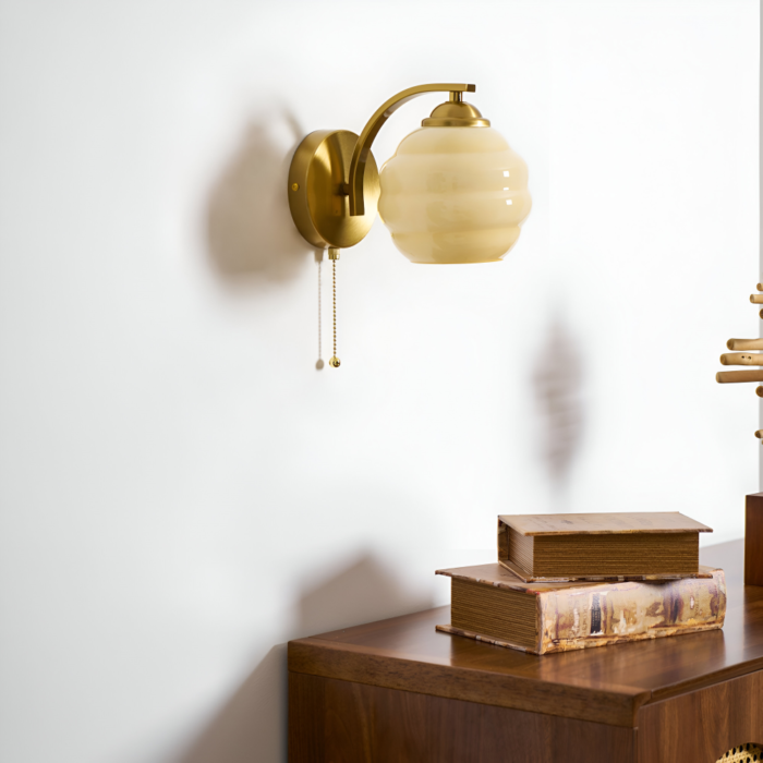 Art Deco Milk Glass Wall Sconce close-up detail - Vivotee