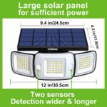 Solar Security Light, Three Adjustable Heads close-up detail - Vivotee